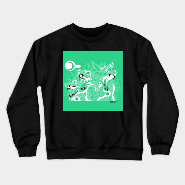 el salvador cadejo ecopop kaiju werewolf monster art Crewneck Sweatshirt by jorge_lebeau